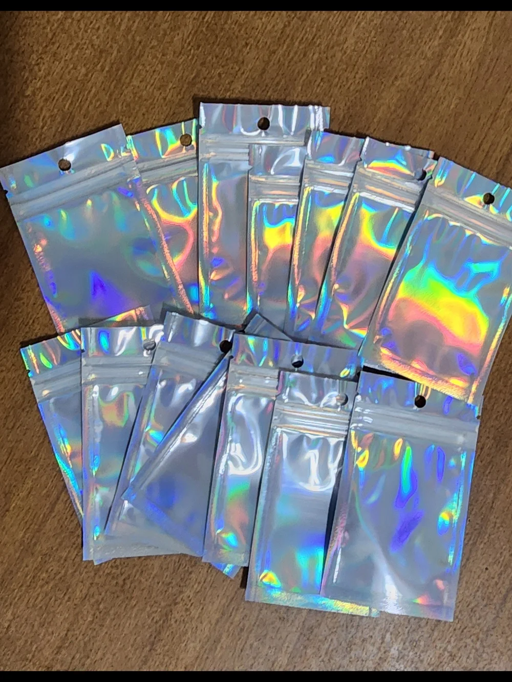 Holographic Silver Resealable Mylar Bags - 20 Pack